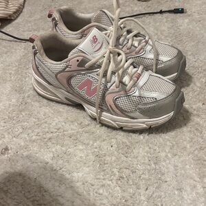 New Balance Women's Pink and White Sneakers